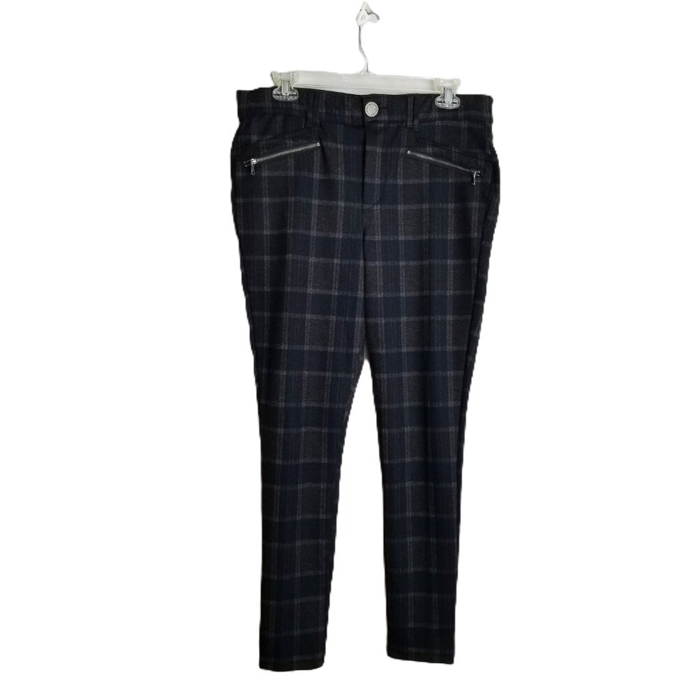 Wit and Wisdom Plaid Ponte Pants 12 Charcoal Dark Academia Office Preppy